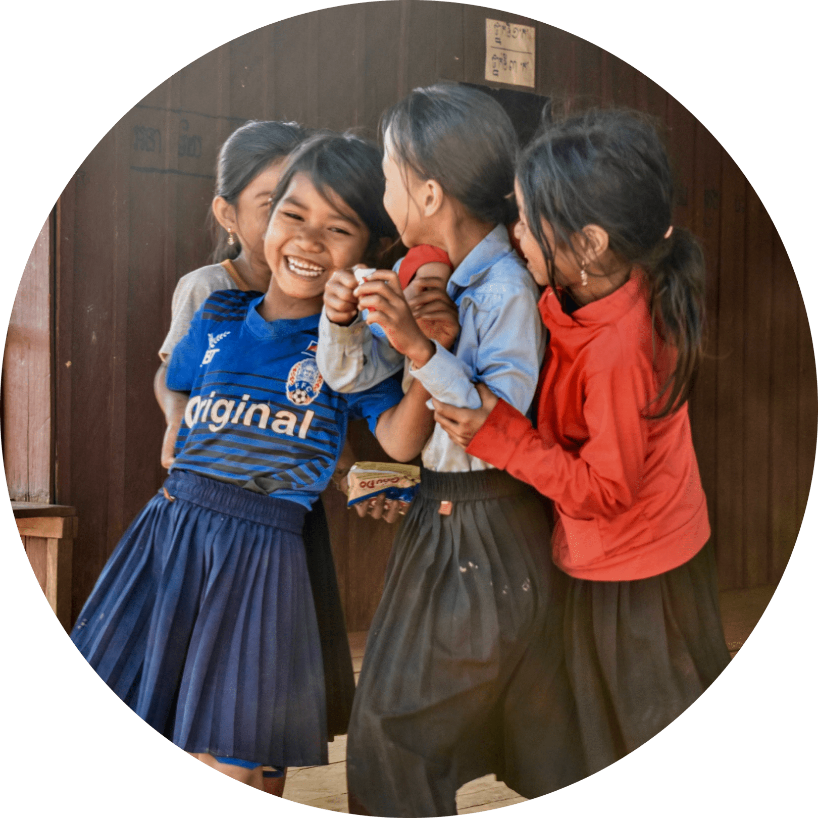 Happy students in Cambodia.